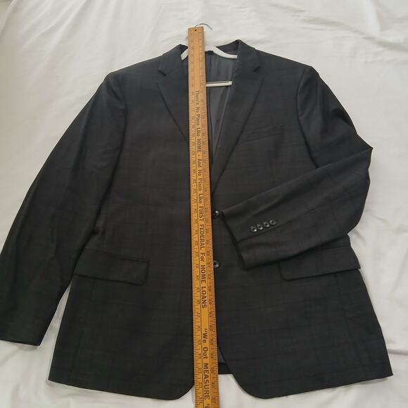 Jos.A.Bank Brrr Comfort Blazer 48L Slim-Fit Wool Charcoal Grey Window Pane Plaid - Picture 13 of 16